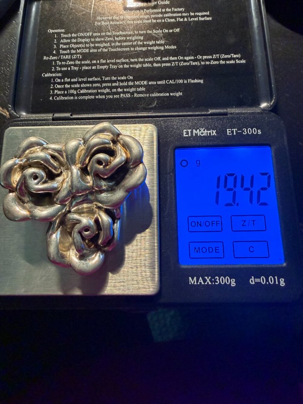 Sterling Electroform Roses Broch - Picture 3 of 5